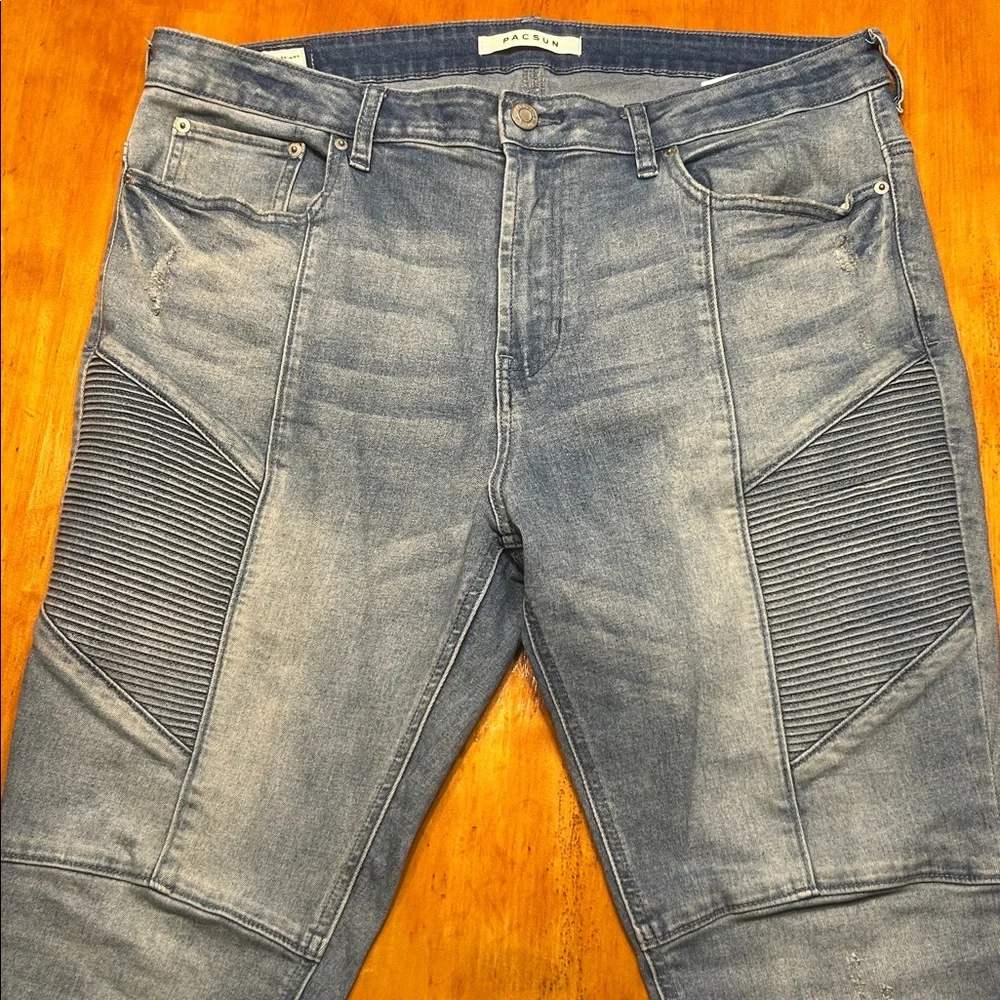 Vintage Pacsun Y2K Hip Hop Stacked Skinny Jeans Men's W36 L32 Blue Denim USA - Picture 10 of 10